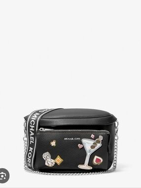 Michael Kors BLACK Slater Embellished Crossbody with Stickers